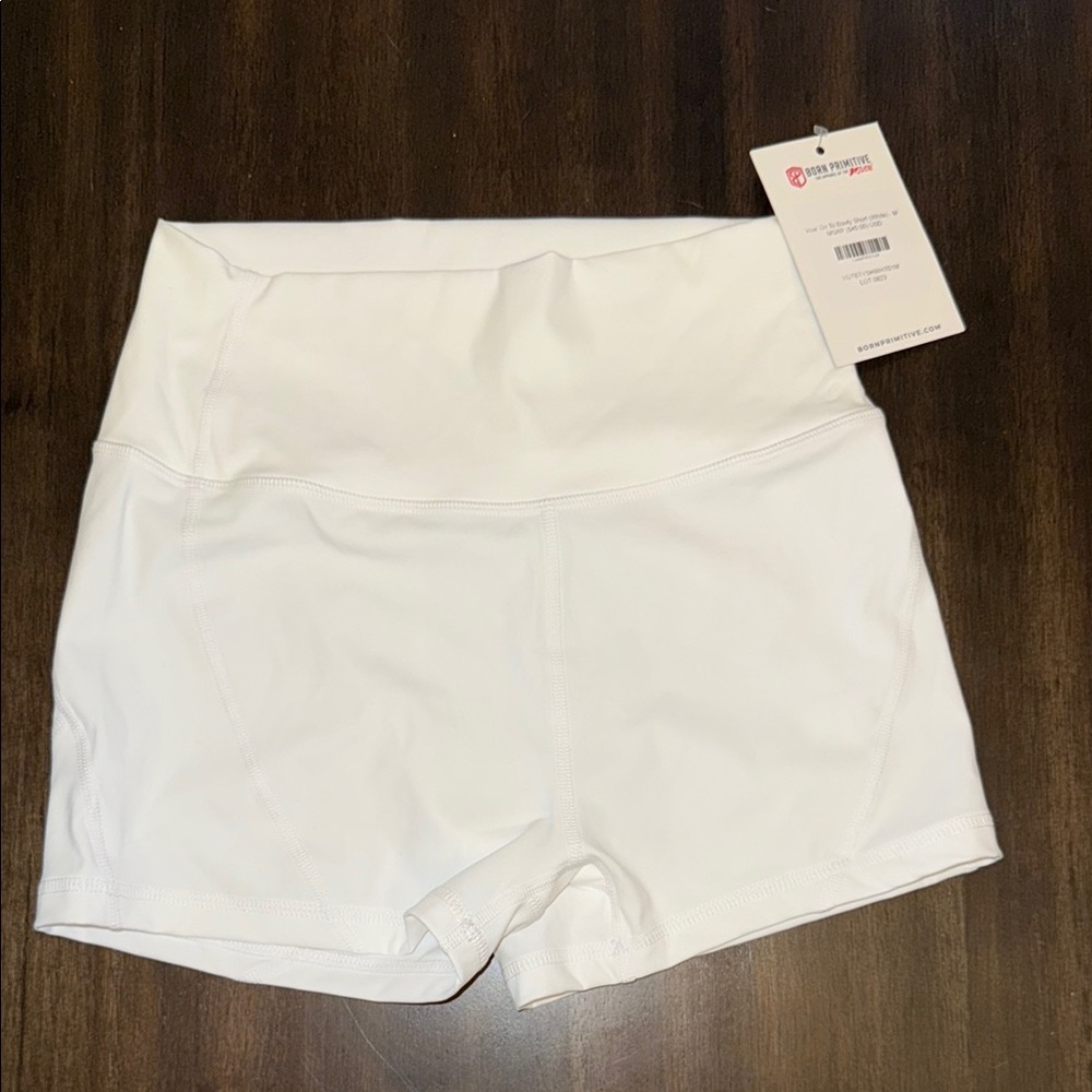 Born Primitive White Athletic Shorts High-Waisted Tailored Fit